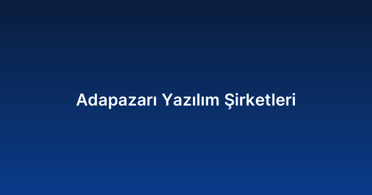 Adapazarı Yazılım Şirketleri
