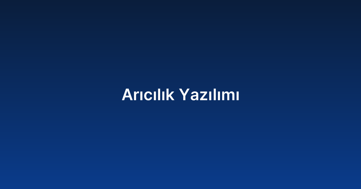 Arıcılık Yazılımı
