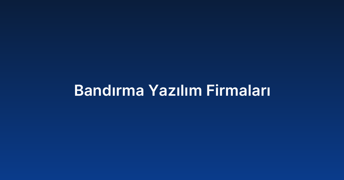 Bandırma Yazılım Firmaları