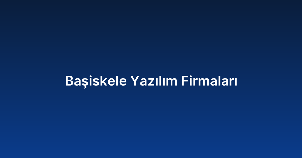 Başiskele Yazılım Firmaları