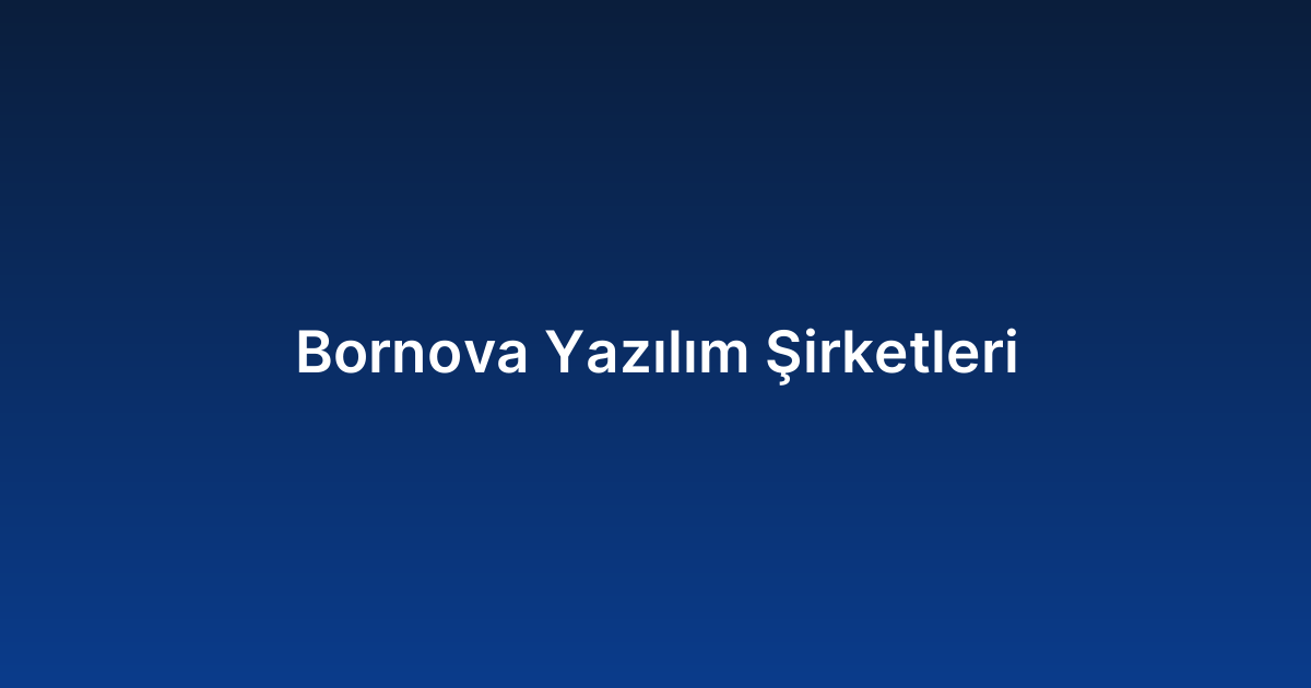 Bornova Yazılım Şirketleri