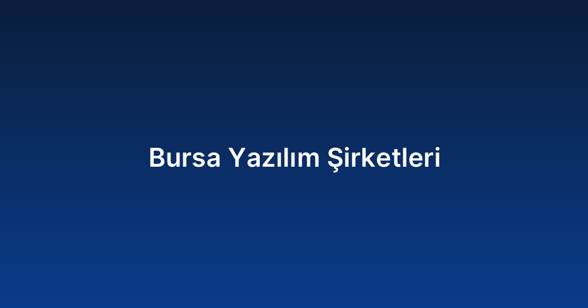 Bursa Yazılım Şirketleri