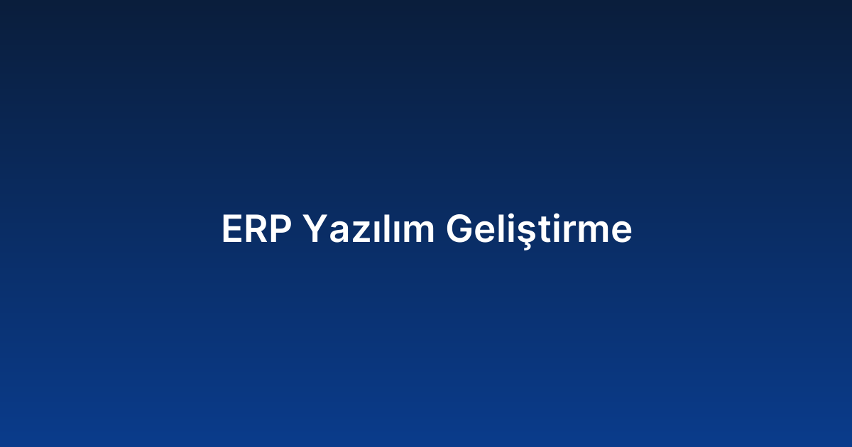 ERP Yazılım Geliştirme