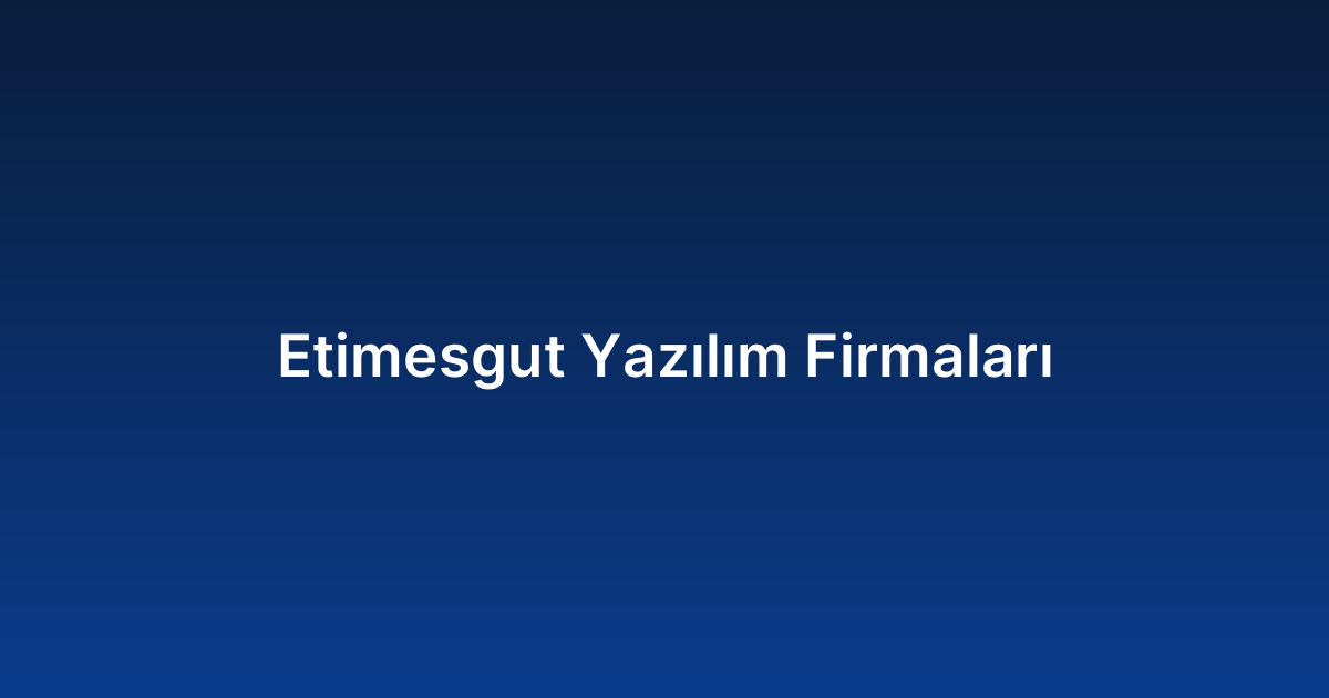 Etimesgut Yazılım Firmaları