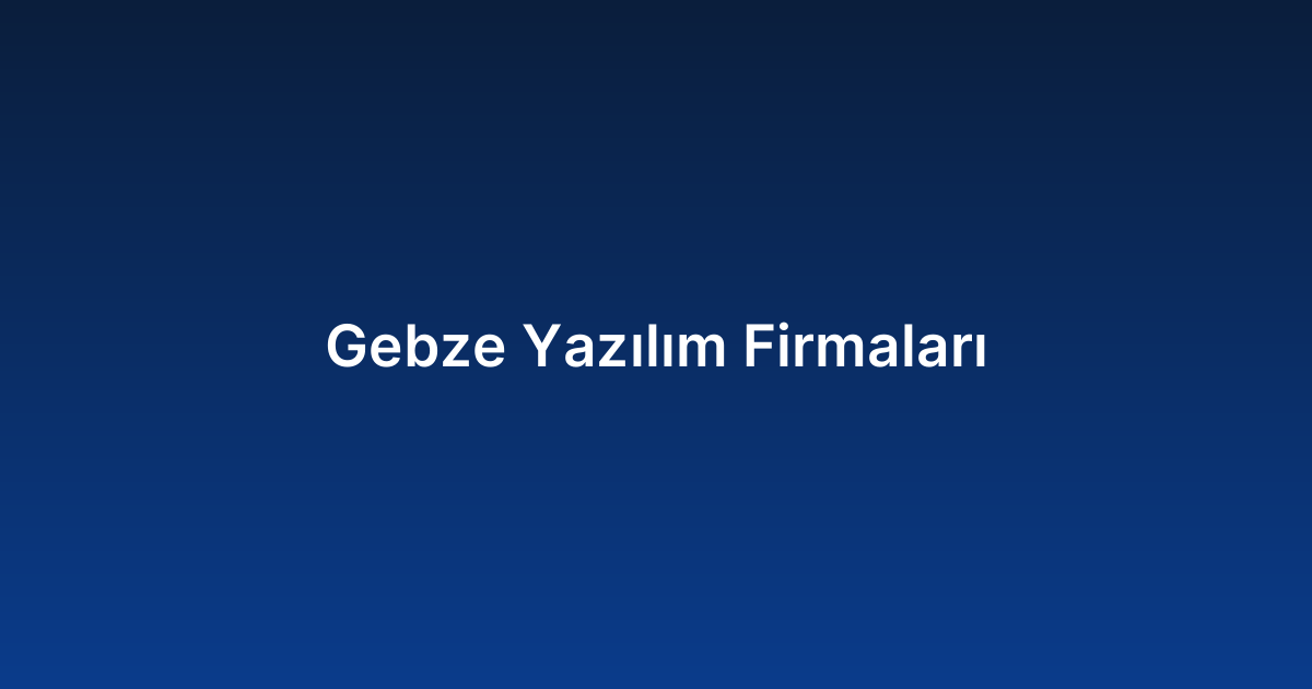 Gebze Yazılım Firmaları