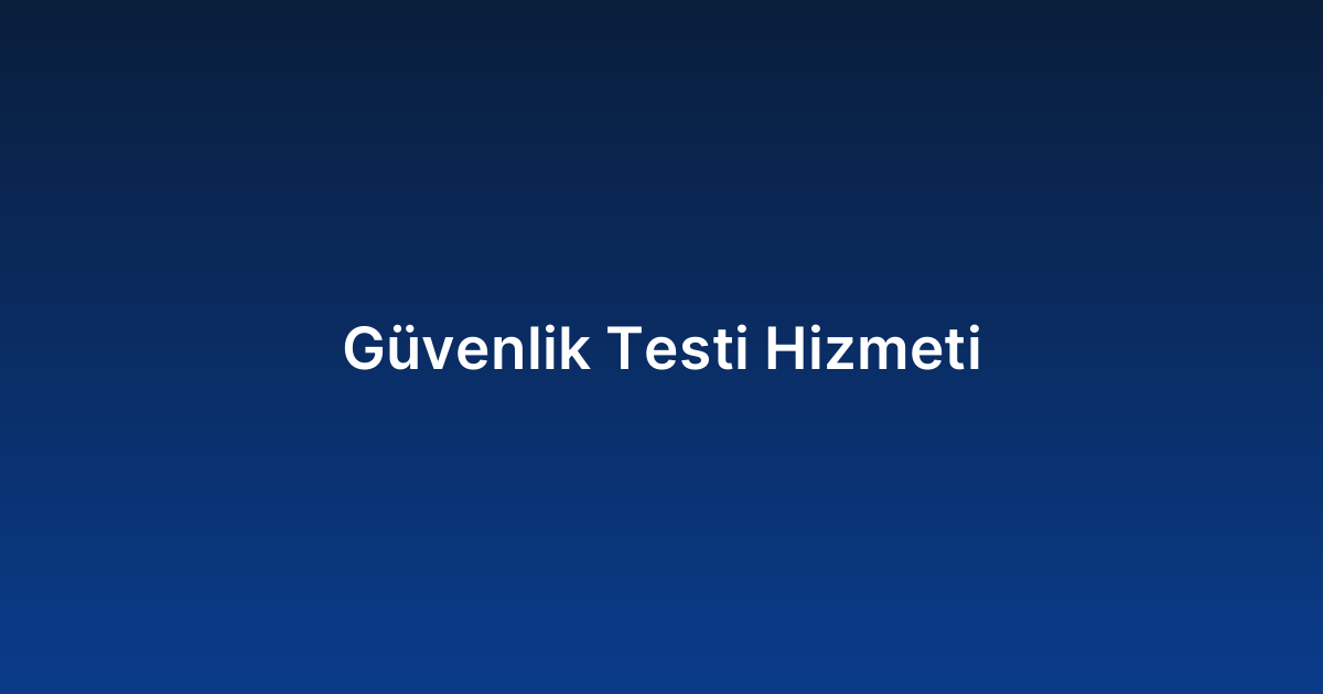 Güvenlik Testi Hizmeti