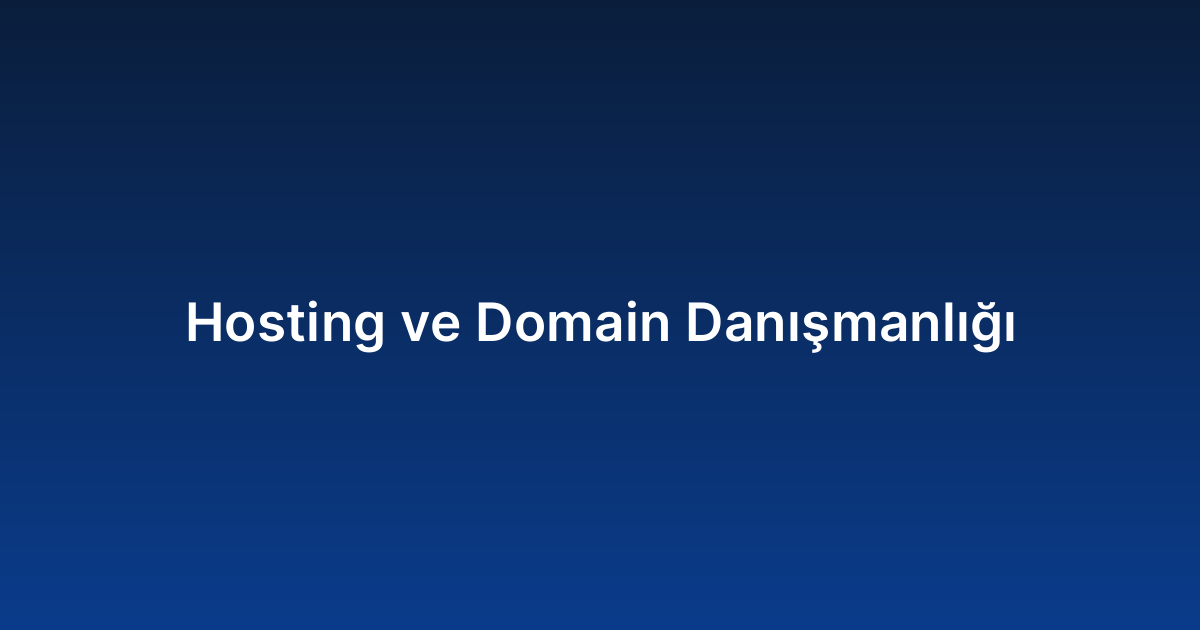 Hosting ve Domain Danışmanlığı
