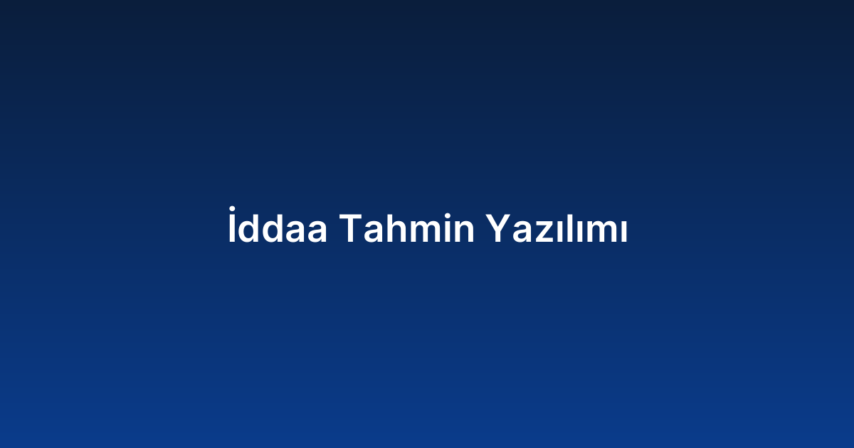 İddaa Tahmin Yazılımı