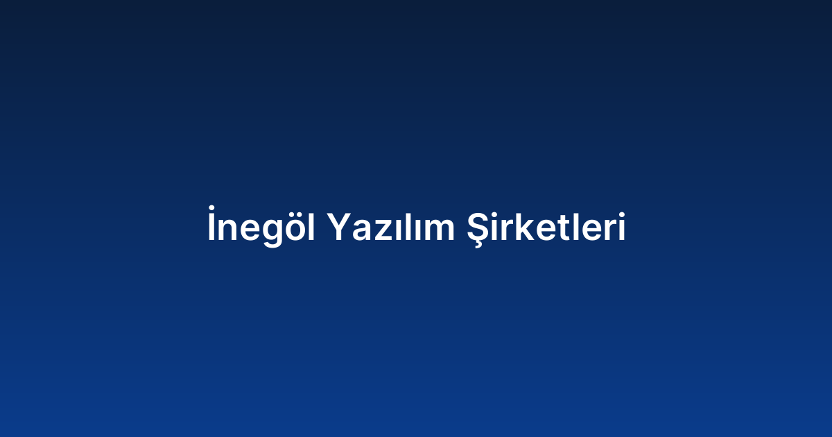 İnegöl Yazılım Şirketleri