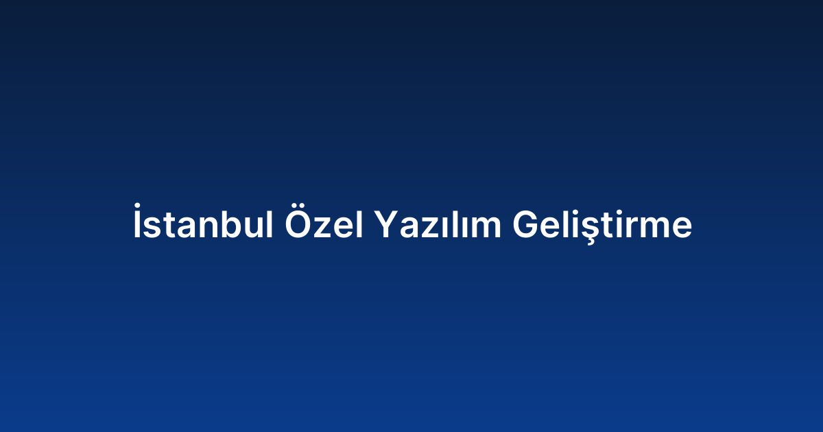 İstanbul Özel Yazılım Geliştirme