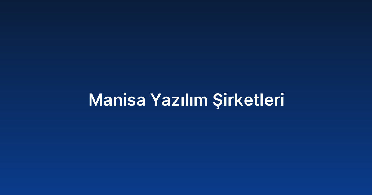 Manisa Yazılım Şirketleri