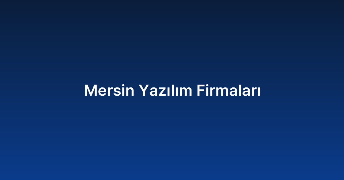 Mersin Yazılım Firmaları