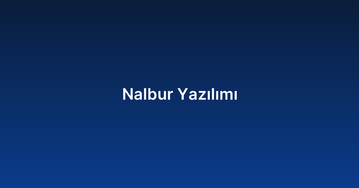 Nalbur Yazılımı