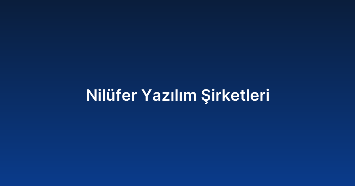 Nilüfer Yazılım Şirketleri