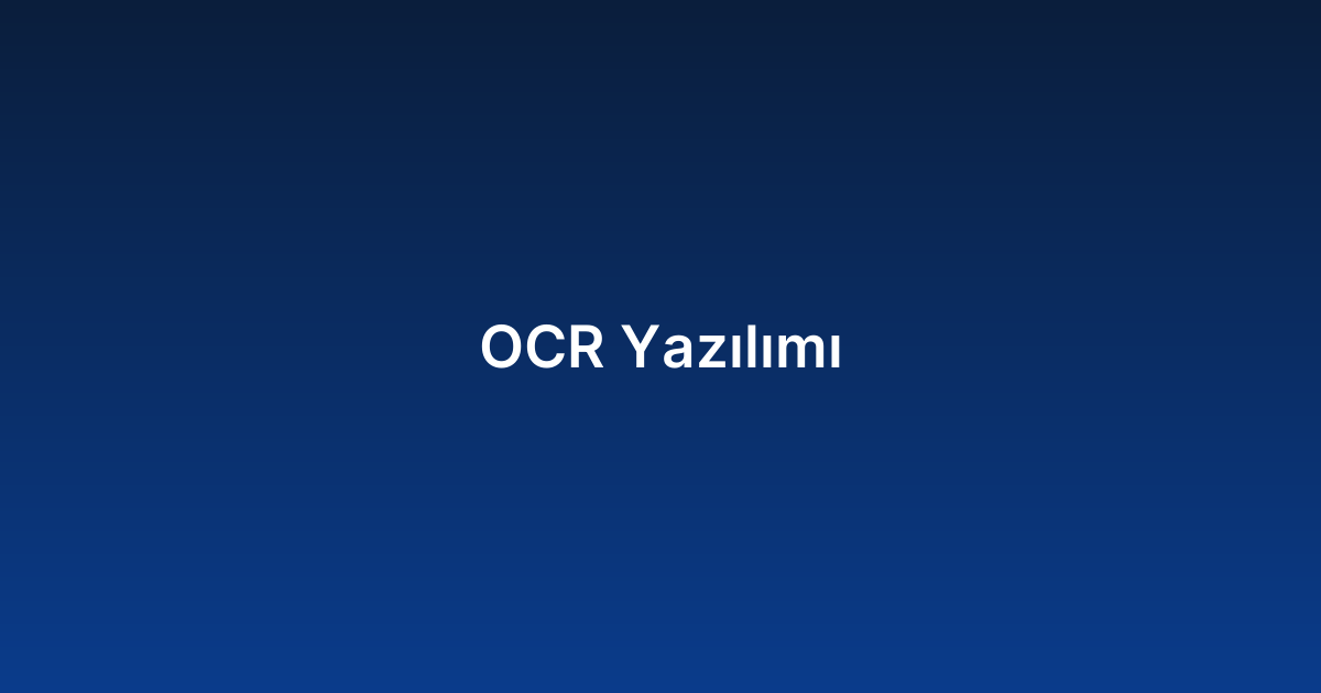 OCR Yazılımı