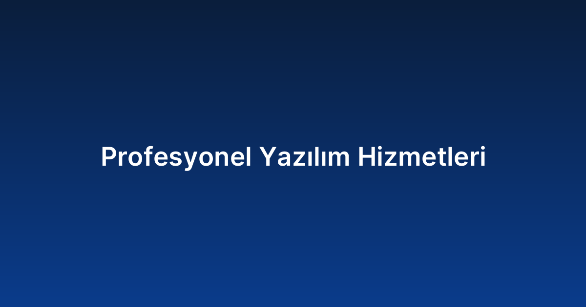 Profesyonel Yazılım Hizmetleri