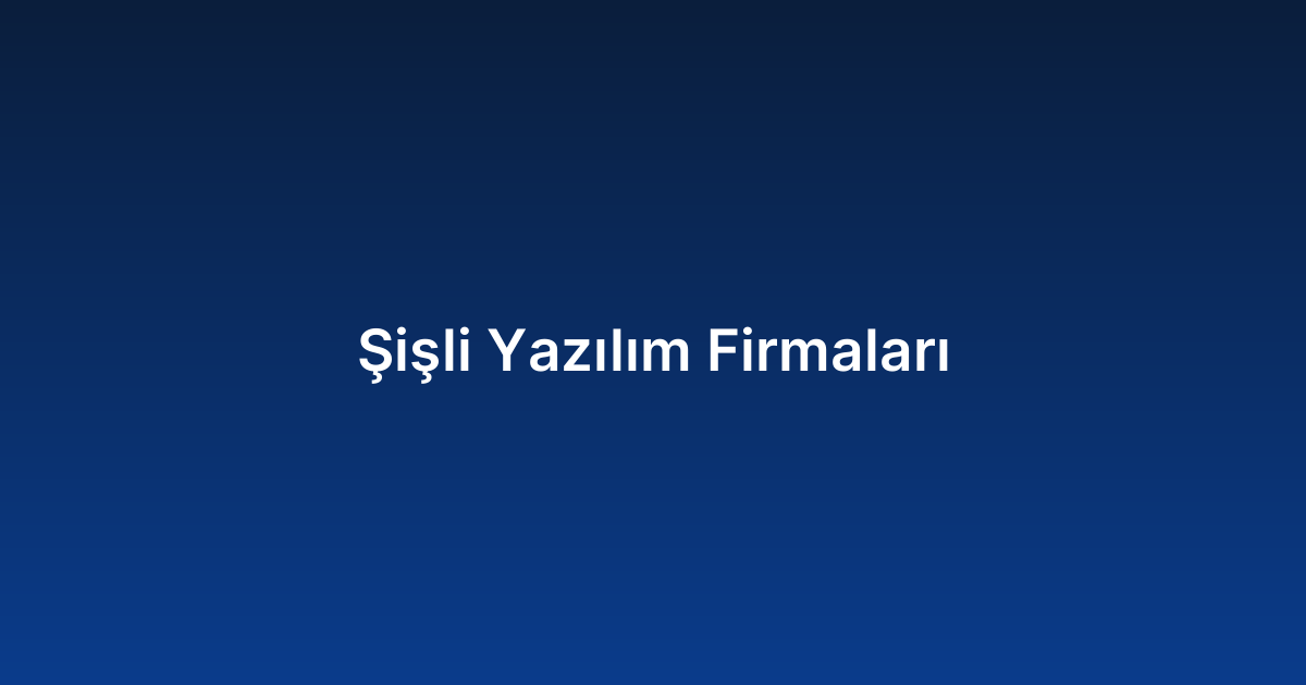 Şişli Yazılım Firmaları