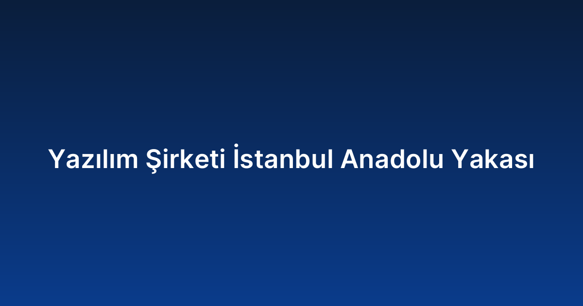 Yazılım Şirketi İstanbul Anadolu Yakası