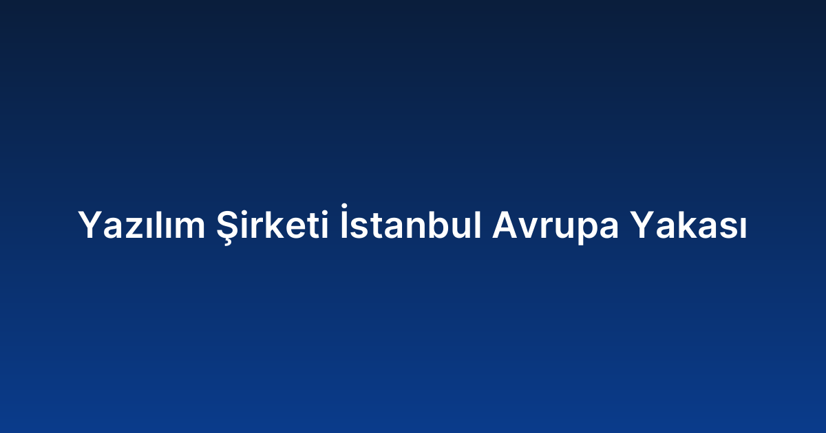 Yazılım Şirketi İstanbul Avrupa Yakası