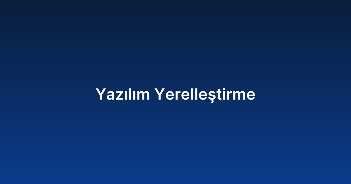 Yazılım Yerelleştirme