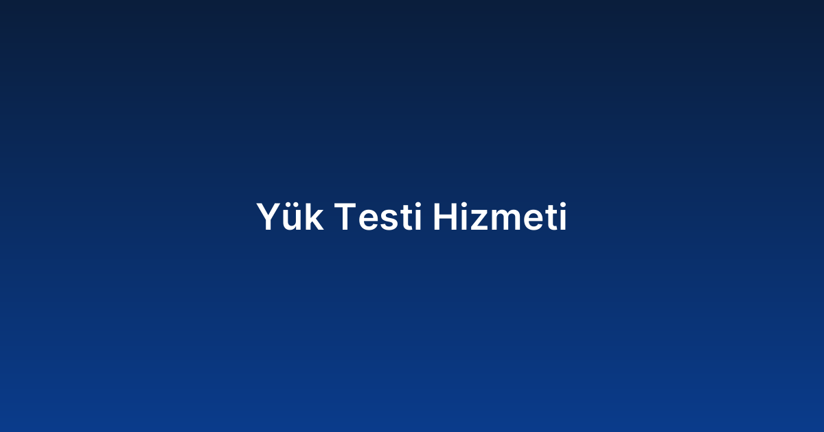 Yük Testi Hizmeti