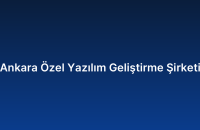 Ankara Özel Yazılım Geliştirme Şirketi