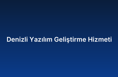 Denizli Yazılım Geliştirme Hizmeti