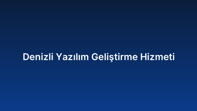 Denizli Yazılım Geliştirme Hizmeti