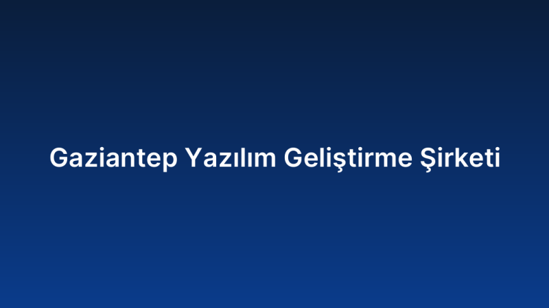 Gaziantep Yazılım Geliştirme Şirketi