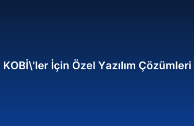 KOBİ’ler İçin Özel Yazılım Çözümleri