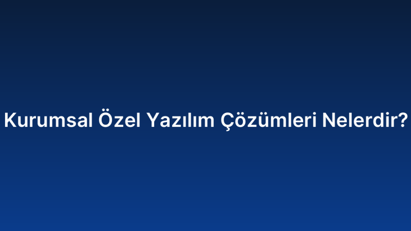 Kurumsal Özel Yazılım Çözümleri Nelerdir?