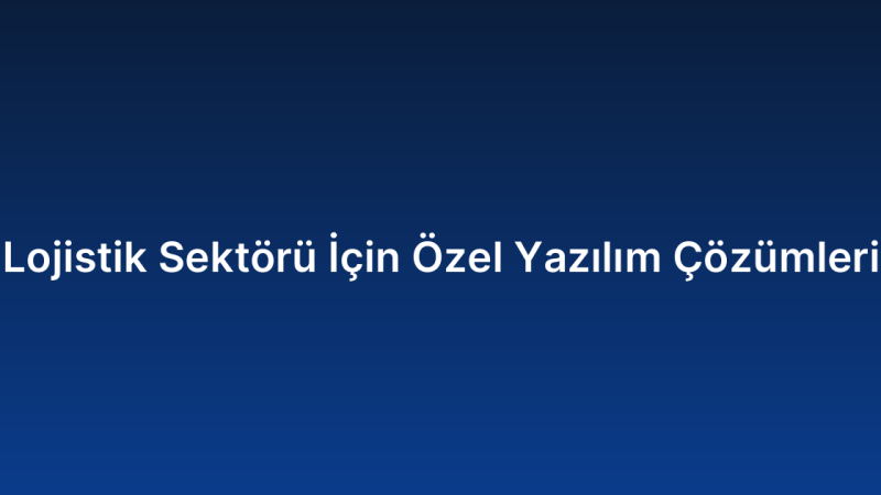 Lojistik Sektörü İçin Özel Yazılım Çözümleri
