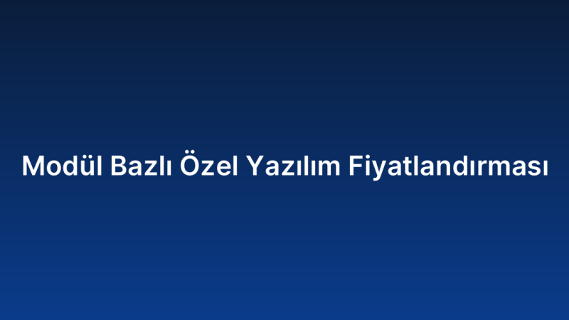 Modül Bazlı Özel Yazılım Fiyatlandırması