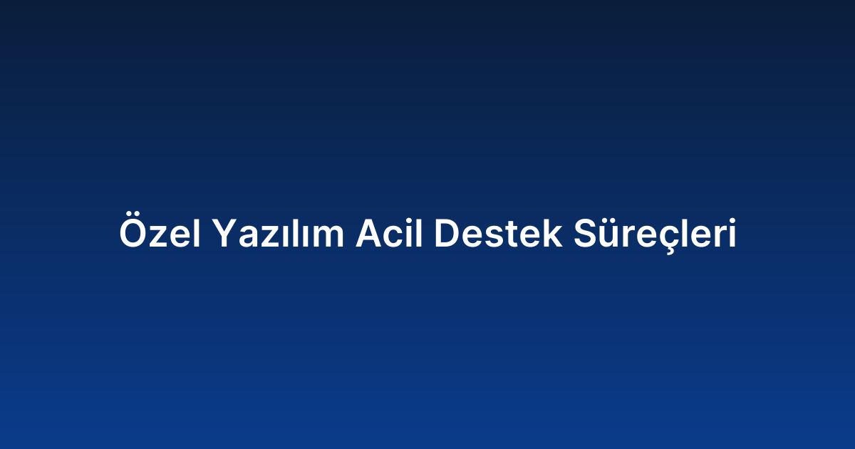 Özel Yazılım Acil Destek Süreçleri