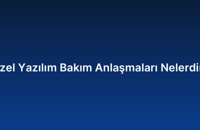 Özel Yazılım Bakım Anlaşmaları Nelerdir?