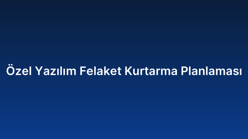 Özel Yazılım Felaket Kurtarma Planlaması