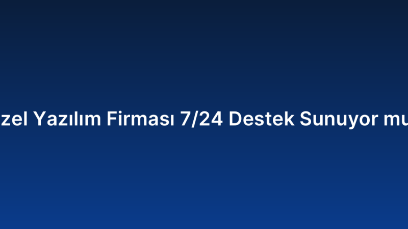 Özel Yazılım Firması 7/24 Destek Sunuyor mu?