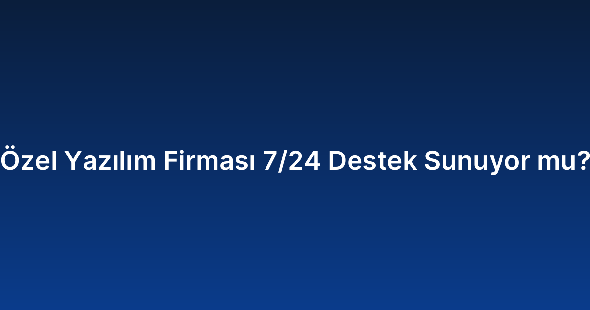 Özel Yazılım Firması 7/24 Destek Sunuyor mu?