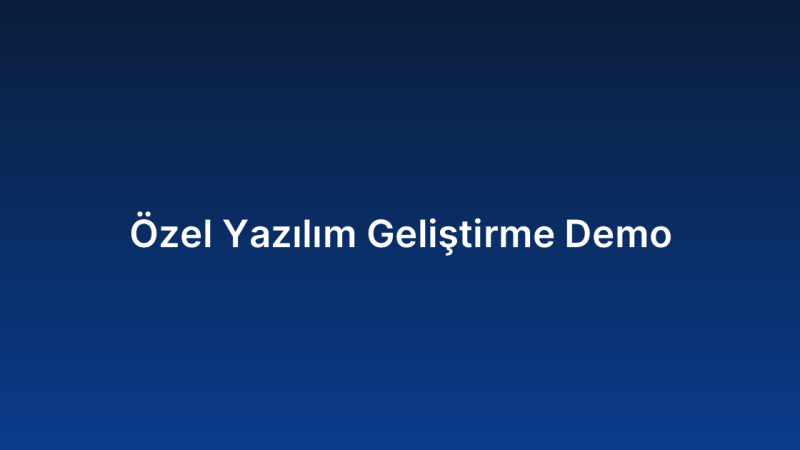 Özel Yazılım Geliştirme Demo