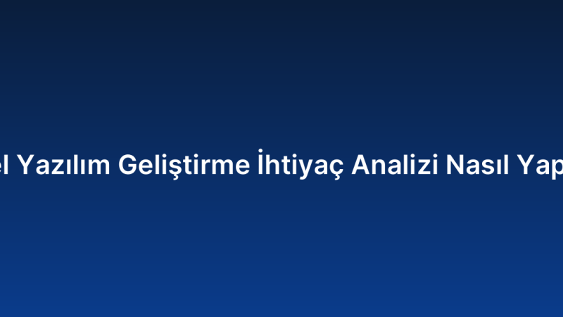 Özel Yazılım Geliştirme İhtiyaç Analizi Nasıl Yapılır?