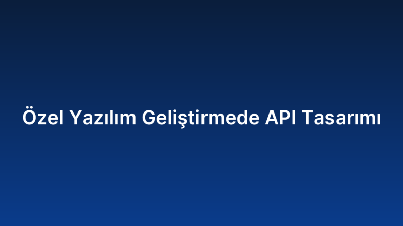 Özel Yazılım Geliştirmede API Tasarımı