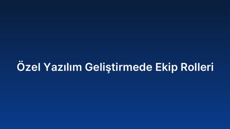 Özel Yazılım Geliştirmede Ekip Rolleri