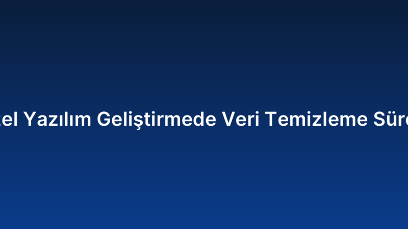 Özel Yazılım Geliştirmede Veri Temizleme Süreci