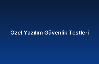 Özel Yazılım Güvenlik Testleri