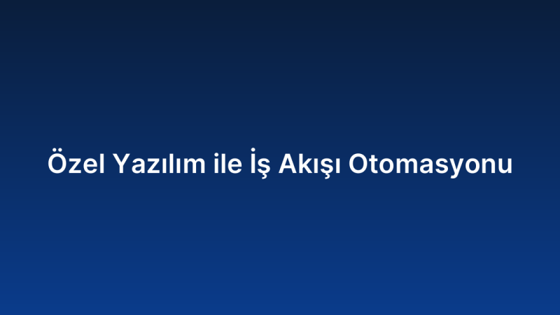 Özel Yazılım ile İş Akışı Otomasyonu