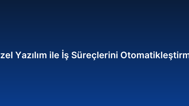 Özel Yazılım ile İş Süreçlerini Otomatikleştirme