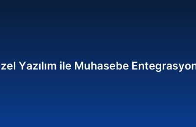 Özel Yazılım ile Muhasebe Entegrasyonu