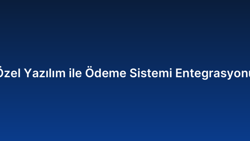 Özel Yazılım ile Ödeme Sistemi Entegrasyonu