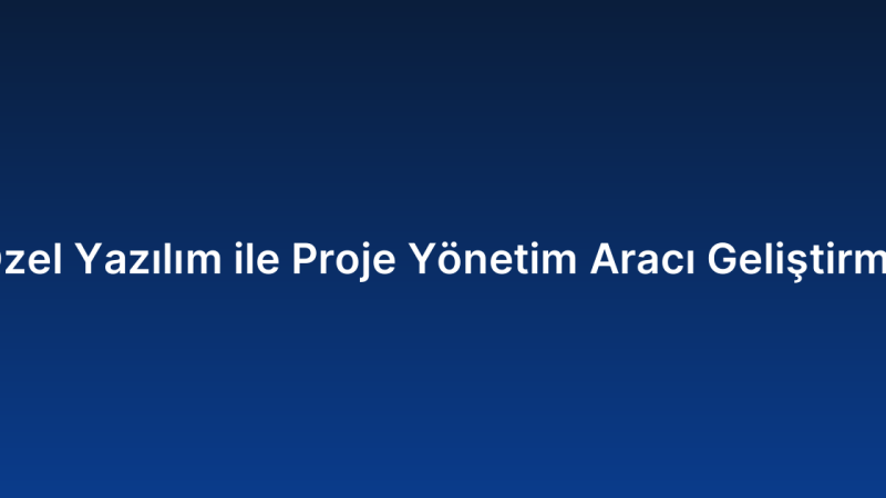 Özel Yazılım ile Proje Yönetim Aracı Geliştirme