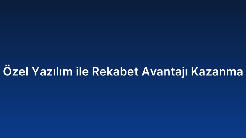 Özel Yazılım ile Rekabet Avantajı Kazanma